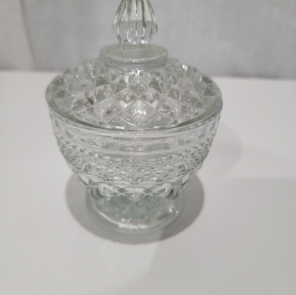 Vintage Glass Candy Dish with Lid - Picture 2 of 11